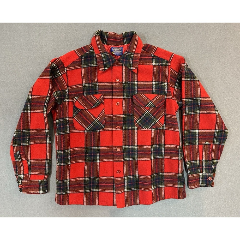 Pendleton Board Shirt 100% Pure Virgin Wool Mens Plaid Size L